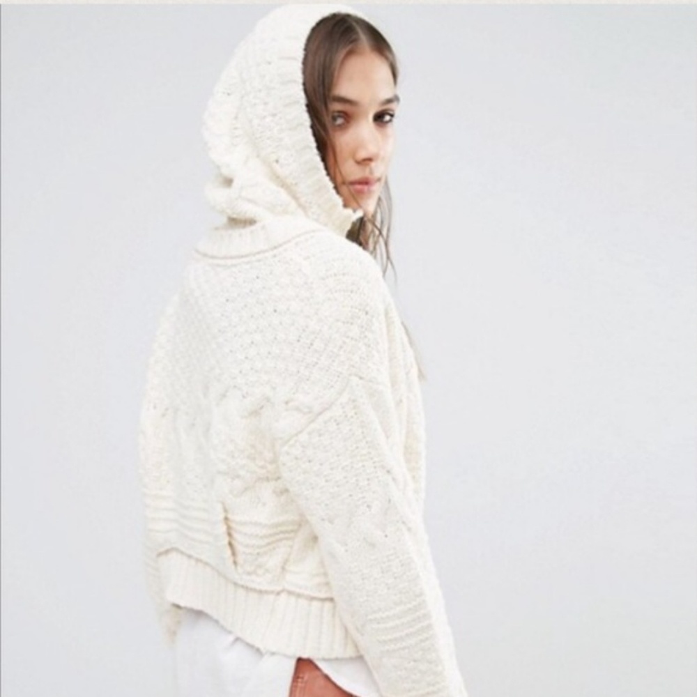 Cable knit zip up hoodie Free people